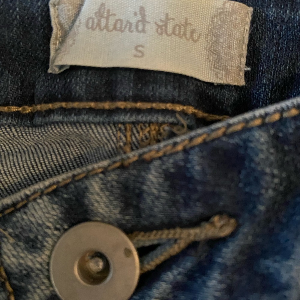 🌟 Altar'd State Embroidered Denim Mini Skirt —jean with Orange & Yellow Floral - Picture 6 of 10